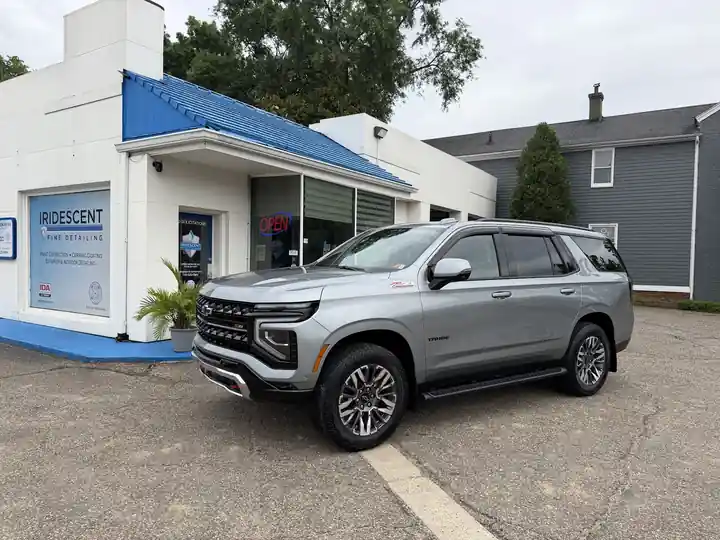 Silver Chevy Tahoe Z71 parked at the shop